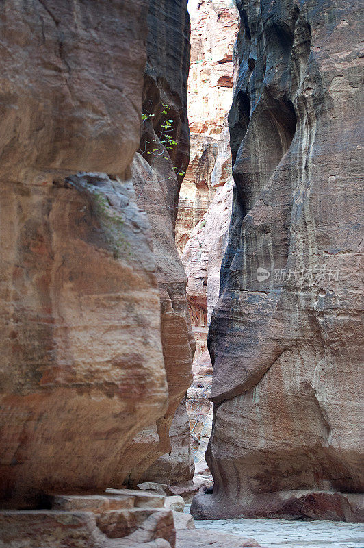 峡谷边和灌溉渠道，Al Siq, Petra，约旦，中东